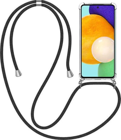 Telefoonhoesje Geschikt voor Samsung Galaxy A52 5G met Koord en Stootrand - TPU Backcover Shockproof met Lanyard - Smartphonica geschikt voor Samsung Galaxy A52 5G