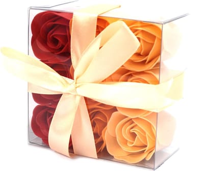 Zeep Bloemen - Peach Roses - 9 stuks - Cadeauverpakking