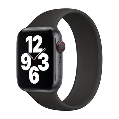 Apple Siliconen solobandje voor de Apple Watch | 44/45/46/49 mm - Maat 12 - Zwart