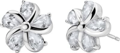 Quiges - Oorknoppen Bloemen met Zirkonia Transparant - Dames Oorbellen - 925 Zilver Rhodium - ESE020