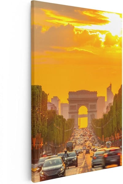 Artaza Canvas Schilderij Arc De Triomphe Bij De Autoweg - 20x30 - Klein - Foto Op Canvas - Canvas Print