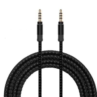 Audio Kabel 3.5 mm Stereo 1,5 mtr - Zwart gevlochen