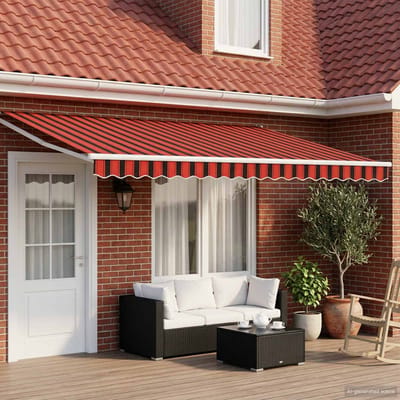 vidaXL - Handbediende - luifel - met - LED's - Oranje, - Bruin, - Wit - 4 - × - 3 - m