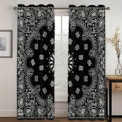 2 stuks Boho Gordijnen, Boheems Hippie Kunst Thema Raamgordijnen Met Mandala Dier Olifant Gedrukt Patroon Gordijn Kamer Decor 50W160H(CM)x2Panel&Grommet Top gray