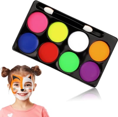 Schilderen voor kinderen: 8 fluorescerende kleuren voor gezichten en lichaam, hypoallergeen, ideaal voor Halloween, carnaval en cosplay