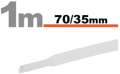 2× 1 Meter Krimpkous Wit 70 / 35 mm – 2 Stukken Van 1 Meter – Extra Grote Warmtekrimpbuis Voor Isolatie En Bescherming – Geschikt Voor Kabelbundels, Industriële En Elektrische Toepassingen [11032W]