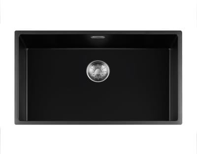 Lorreine Black Quartz Series spoelbak 7440cm Plug Inox 74BQ-FU-Inox