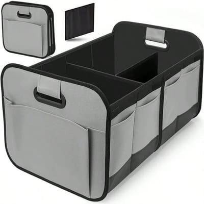 Boîte de rangement robuste pour coffre de voiture, design pliable avec plusieurs compartiments - Boîte de rangement avec poignée renforcée