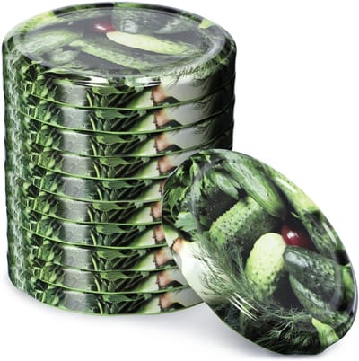 KADAX Schroefdeksel met diameter van 82 mm, metalen twist-off-deksel, reservedeksel voor inmaakpotten en weckpotten, deksel met 6 inkepingen (10 stuks, augurken)