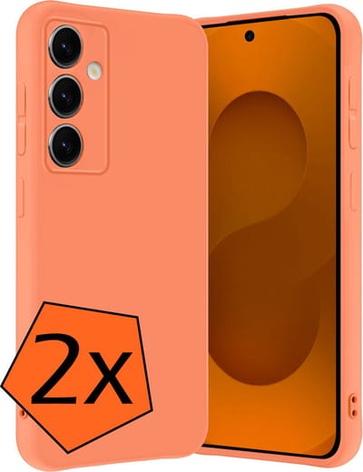 Hoes - 2 Stuks - Geschikt voor Samsung Galaxy S25 - Sterk & Shockproof - Case Siliconen - Back Cover - Telefoon Hoes - Perzik