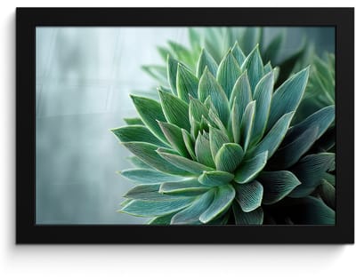 Poster in lijst - Fotolijst 30x20 cm - Posters - Vetplant - Bladeren - Groen - Wazig - Posterlijst zwart - Decoratie - Wanddecoratie woonkamer - Muurdecoratie slaapkamer