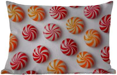 Buitenkussens - Tuin - Snoep - Patroon - Rood - Oranje - 50x30 cm