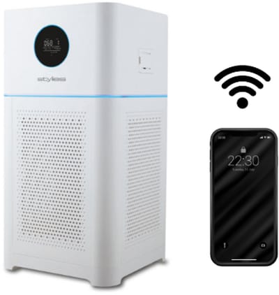 STYLIES ALPHA Luchtreiniger – 80 m² – 600 m³/u – 45 dB – 4 Snelheden – Met Luchtbevochtigingsfunctie – Timer – Display – 68 W – Wit