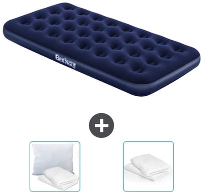 Bestway luchtbed - 1-Persoons - 99 x 188 x 22 cm - Blauw - Inclusief Kussen en Kussenbeschermer