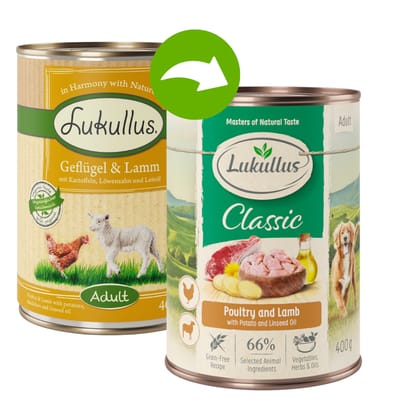 24x400g Combinatie III (4 Smaken) Lukullus Hondenvoer
