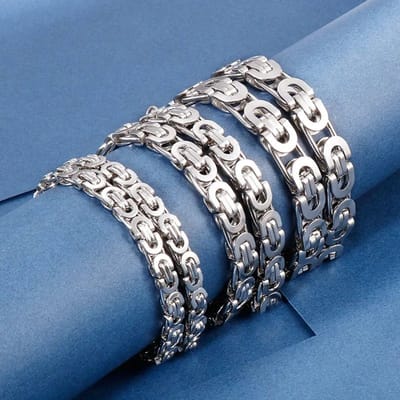 Aramat Jewels | Halskettingen | Stalen koningsketting man | Zilverkleur / 55cm / 6mm |55cm | | Staal | Volwassenen | Verkleurd niet