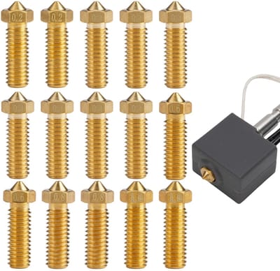 Dailygoods- Nozzle Mondstukkenset 15 Stuks - 0,1 mm/0,2 mm/0,4 mm/0,6 mm/0,8 mm Messing - 3D-printeronderdelen - Uitstekende Warmtegeleiding - Gladde Binnenwand - 3D-printer Nozzle