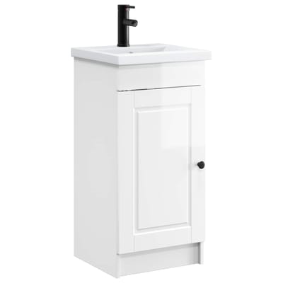vidaXL - Badkamer - Vanity - met - Wastafel - Hoogglans - Wit - 42 - x - 40 - x - 84,5 - cm