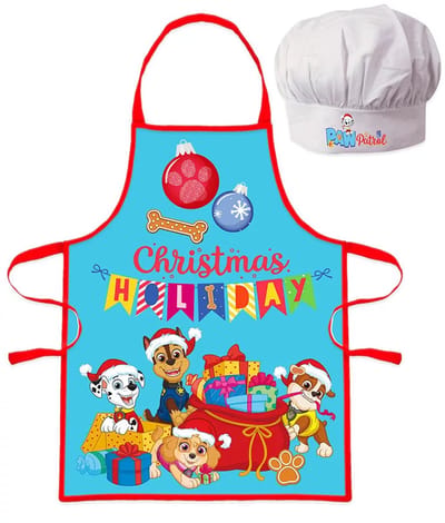 Paw Patrol Kerst Kinderschort Set 2-delig | Inclusief Schort & Koksmuts | 100% Polyester | Cadeau voor Kids 3-8 jaar