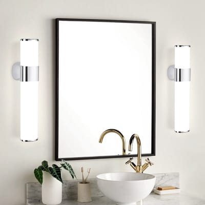 NETTLIFE LED Spiegellamp 2 stuks - 6W - chroom - badkamerlicht - 35cm wandlamp - IP44 - modern - neutraal wit 4000K - Spiegelverlichting - voor kelder | keuken | badkamermeubel