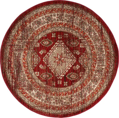 Rond Vintage Vloerkleed Aila Rood/Oranje - Rond 240 Ø - (XXL)