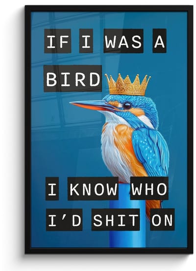 Poster in lijst - Fotolijst 60x90 cm - Posters - Vogel - Decoratie - Ijsvogel - Blauw - Posterlijst zwart - Decoratie - Wanddecoratie woonkamer - Muurdecoratie slaapkamer