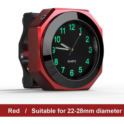 Horloges de vélo de moto pour guidon de 22 à 28 mm IPX7 étanche en aluminium montre heure pour accessoires Yamaha Kawasaki Honda Suzuki rouge