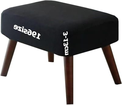Voetenbank Overtrek - Poef Beschermer - Meubels Beschermen - Elastisch Jacquard Weefsel - 40 x 50 cm - Zwart