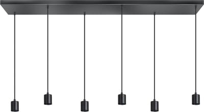 ETH Origin hanglamp balk 6x E27 1300x250x25mm 200cm kabel zwart zonder glas