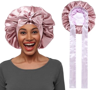 Dailygoods- Slaapmuts Dubbelzijdig - Verstelbaar - Satijn - Elastische Haarbescherming - Ademend - Geschikt voor Dames en Meisjes - Haarkap