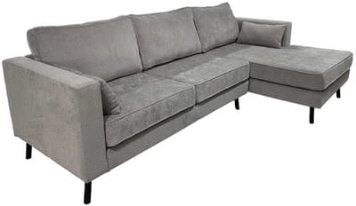 Hoekbank design Hilde 270cm loungebank grijs chenille rechts bankstel hoeksalon zetel