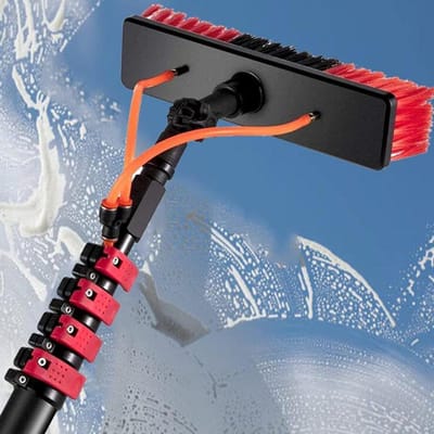 Telescopische Raamwisser - Hoge Raamborstel Watergevoede Paal - Hoge Ramen Schoonmaken - Versterkte Aluminiumlegering - 3.6m - Koper