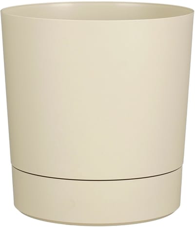Mica Decorations Bloempot Coco - met onderschaal - beige - H19 x D18 cm - kunststof - buiten
