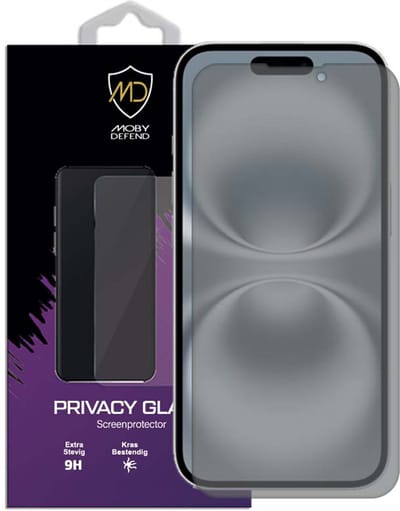 MobyDefend Screenprotector - Geschikt voor iPhone 16 - Matte Privacy Glass Screensaver