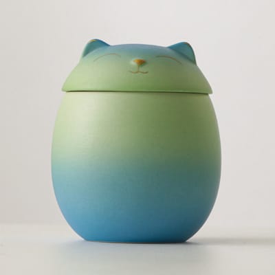 Urn Hond Kat Vogel – Poezenurn – Keramiek – Urnen – Urn Voor Dieren – Urn Hond Overleden – Urn Kat – 500 ML – Blauw en groen