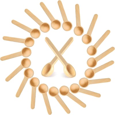 KZQ 20 Kleine Houten Lepels met Kort Handvat 6,8 cm, Mini Ronde Keukenlepels voor Honing Koffie Zout Suiker Specerijen en Jampotten, Houten Theelepels voor Kinderen, Wegwerpservies Alternatief