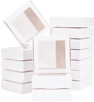 Dailygoods - Kraftpapieren Geschenkdozen met Doorzichtig Venster - 16 Stuks
