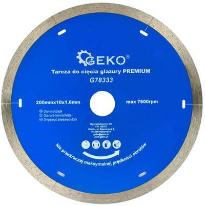 GEKO Diamantschijf - Micro segmenten - Voor porselein en keramiek - 200 mm - 1,6 mm dikte