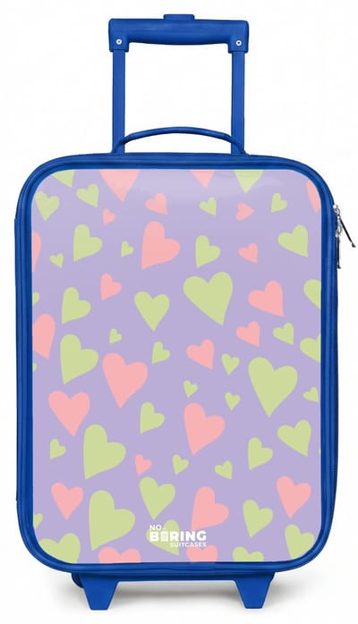 NoBoringSuitcases.com® - Kinderkoffer blauw - Kindertrolley jongen - Lovely lila - Koffer kind lichtgewicht - Reiskoffer trolley voor kinderen - Koffertje met lichtgevende wieltjes - Rolkoffer