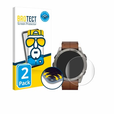 BROTECT - Screenprotector voor Garmin Fenix 8 / 8 Pro / 9 (51 mm) - Folie Beschermfolie transparant volledig dekking - 2 Stuks