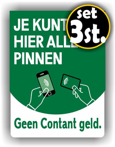 Jerma - Alleen pinnen - Kassa - Stickers - set - 1 van 18x14 - 2x 9x12 cm - Weerbestendig - Vinyl