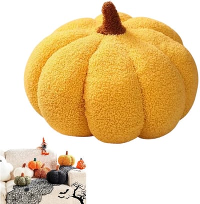 Halloween Pompoen Kussen - Creatief Bankkussen - Home Soft Furnishing Pluchen Speelgoed - Pompoen Kussen - Geel - 20cm - Gesimuleerd Pompoen Kussen - Pompoen Decoratie