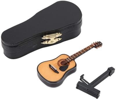 Dailygoods- Miniatuur Gitaar Handgemaakt - Houten Muziekinstrument - Decoratie Woonkamer - Ornament - Hoogwaardig Materiaal - 10cm/3,9in