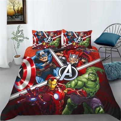 Housse de couette en polycoton avec taie d'oreiller pour garçon, héros d'anime Hulk, 75x50 cm, Ensemble de housse de couette simple, Ensemble de literie réversible 2 pièces pour enfants 70x133cm 2pcs gray