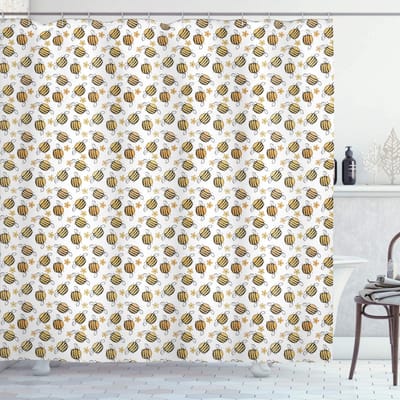 ABAKUHAUS Honingbij – Douchegordijn 175x180 cm – Perzikbruin