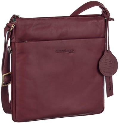 GreenLand Nature Leren Schoudertas Crossbody Bag Bordeaux Wijnrood