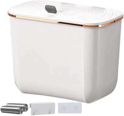 Wand Prullenbak - Keuken Afvalbak - Ruimte Besparen - Met Deksel - 7 Liter - Wit