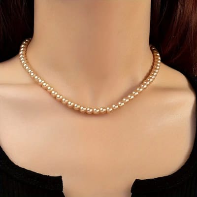 Bovista Ketting - Dames - Staal - Nep zilver - Met Hanger - Parels - Nep Goud