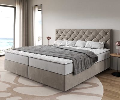 Boxspring bed Dream-Great Microvezel beige 200x200 cm met pocketveringmatras en visco-topper