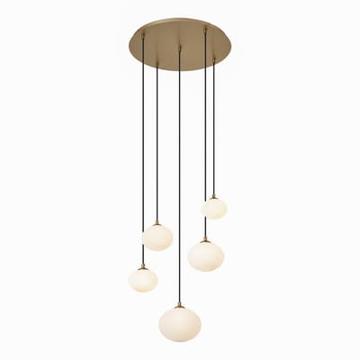 QAZQA yani - Art Deco Hanglamp - 5 lichts - Ø 58 cm - Goud - Woonkamer | Slaapkamer | Keuken